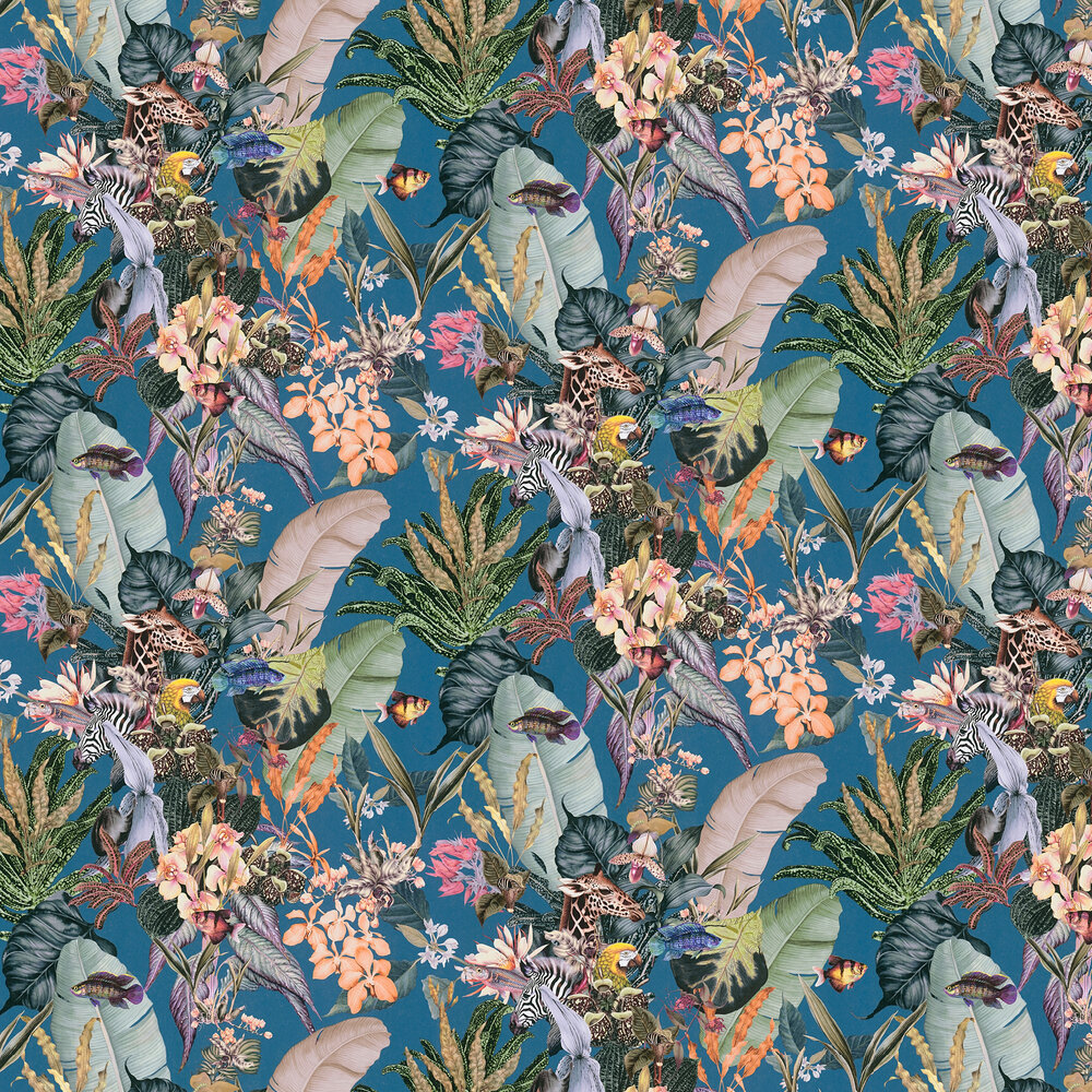 Flora Fantasy Wallpaper - Multi/Blue - by Albany