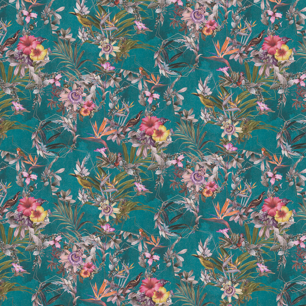 Halcyon Days Wallpaper - Teal Blue - by Albany