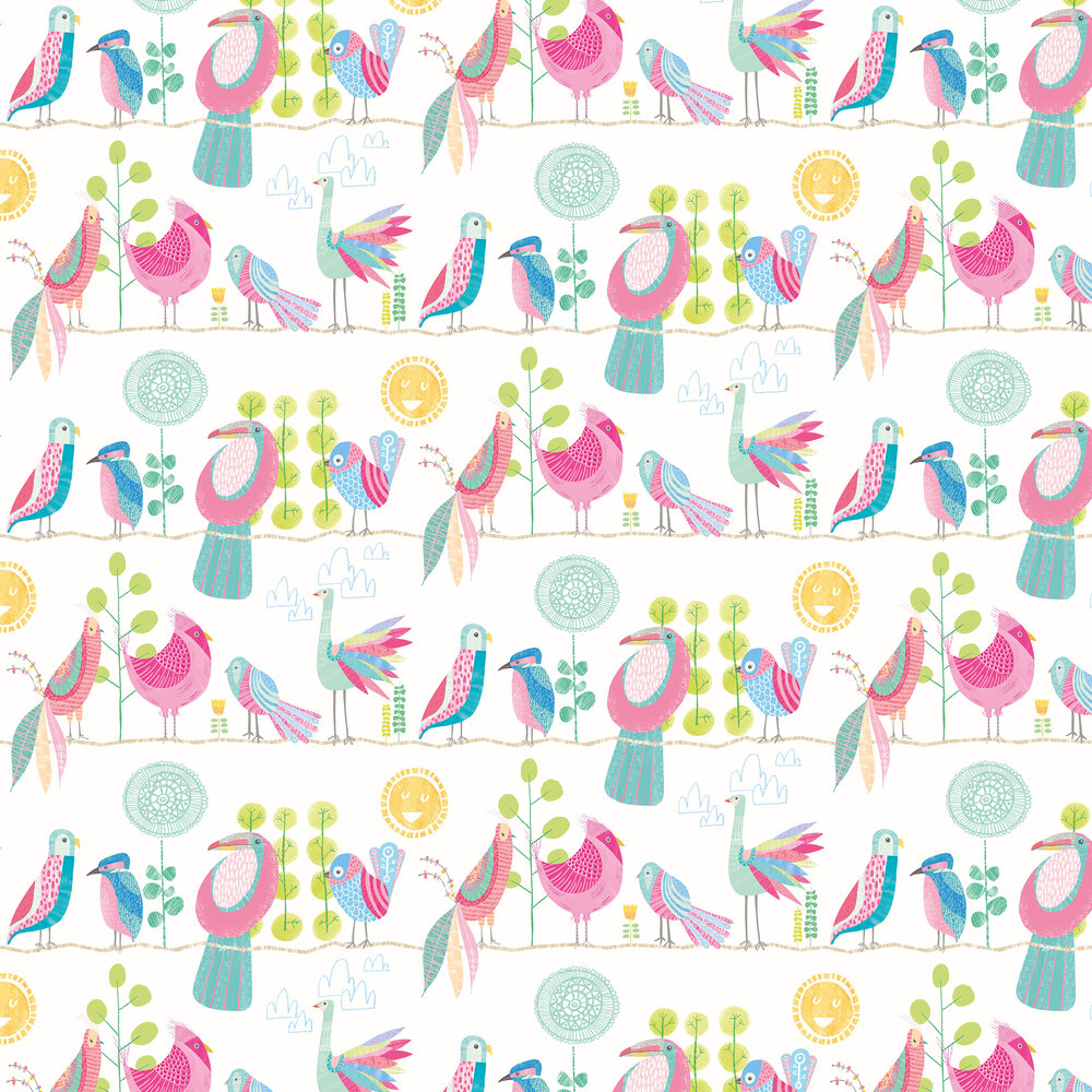 Feather Fandango Wallpaper - Candy Apple - by Ohpopsi