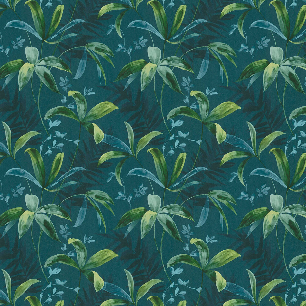 Jungle Chic Wallpaper - Blue - by Albany