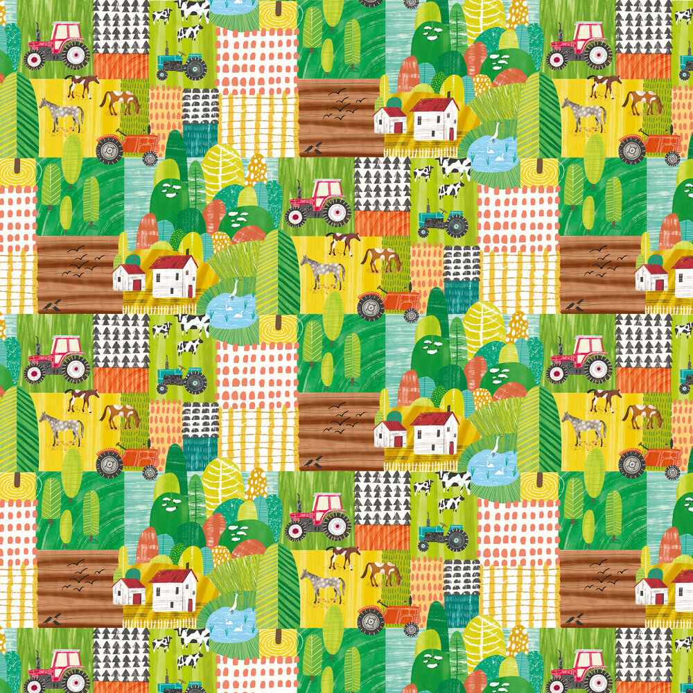 Down On The Farm Wallpaper - Apple Citrus - by Ohpopsi