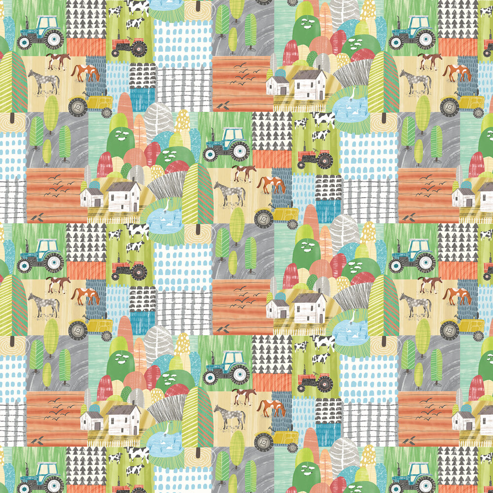 Down On The Farm Wallpaper - Sherbet Pastel - by Ohpopsi