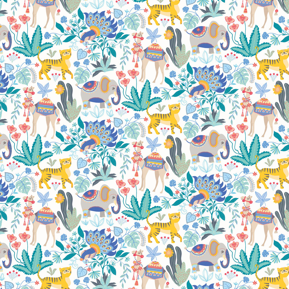 Samba Safari Wallpaper - Cornflower - by Ohpopsi