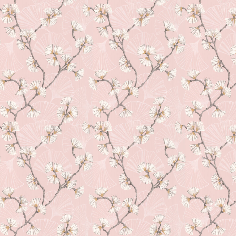 Snow Flower Wallpaper - Pink - by Jane Churchill