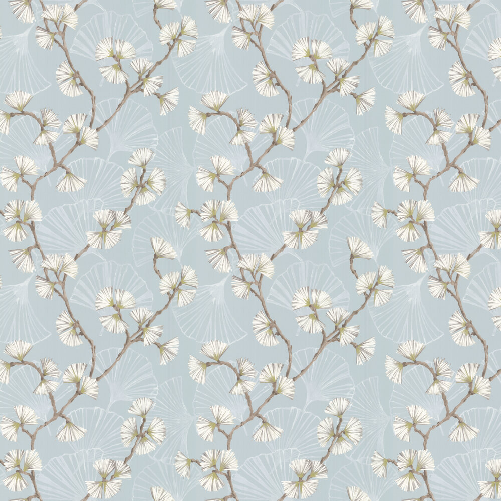 Snow Flower Wallpaper - Aqua / Lime - by Jane Churchill