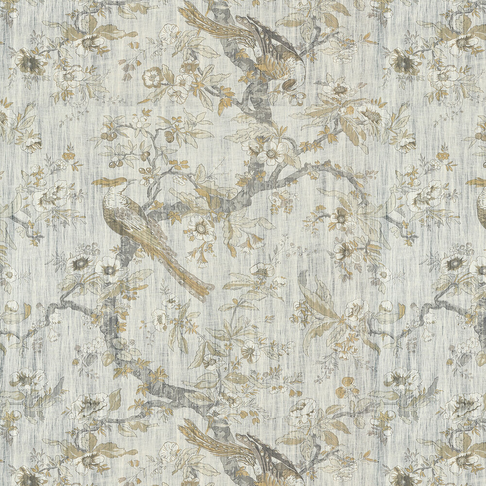 Chintz Lustre (Sold by the metre) Wallpaper - Quartz Grey - by Zoffany