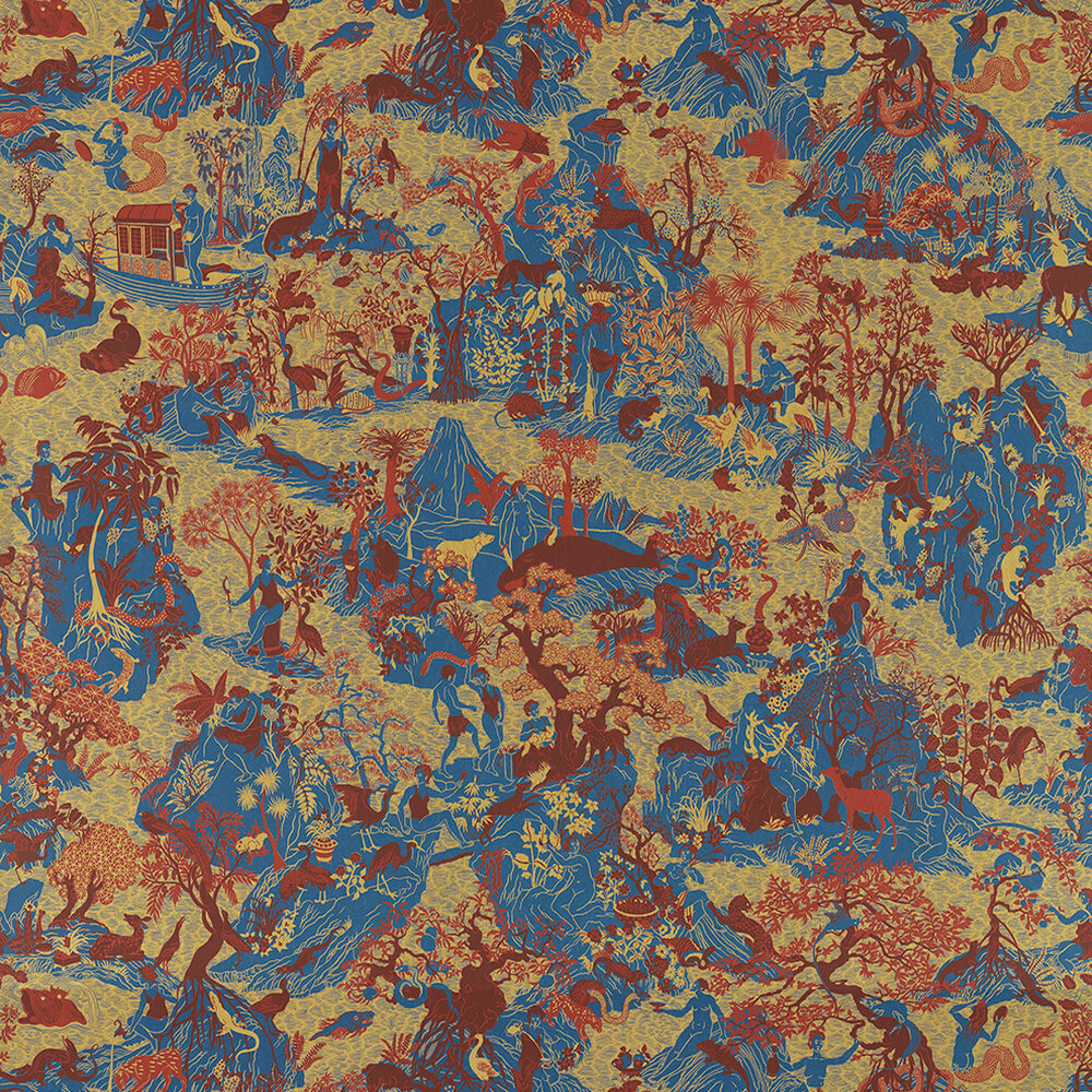 Avalonis  (Sold by the metre) Wallpaper - Como Blue/ Koi - by Zoffany