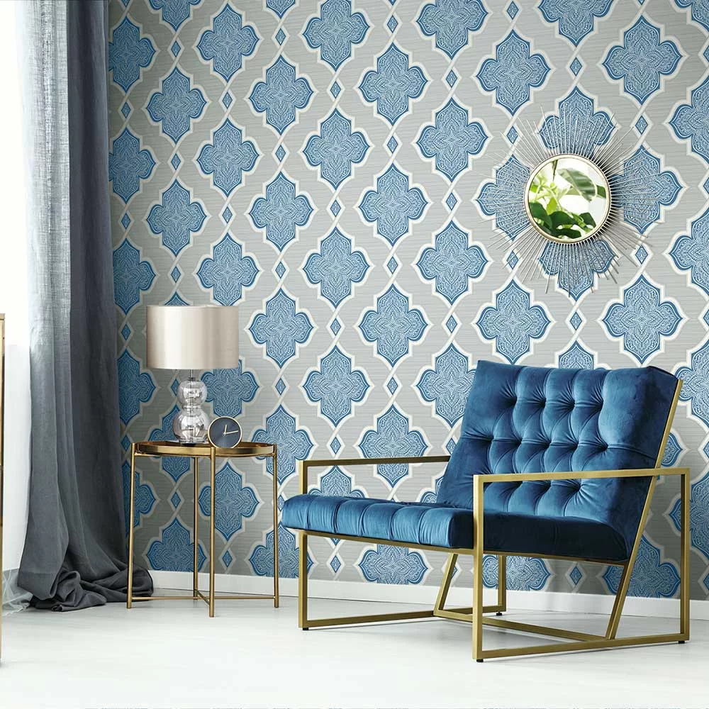 Trellis por Etten - Blue - Papel pintado : Wallpaper Direct
