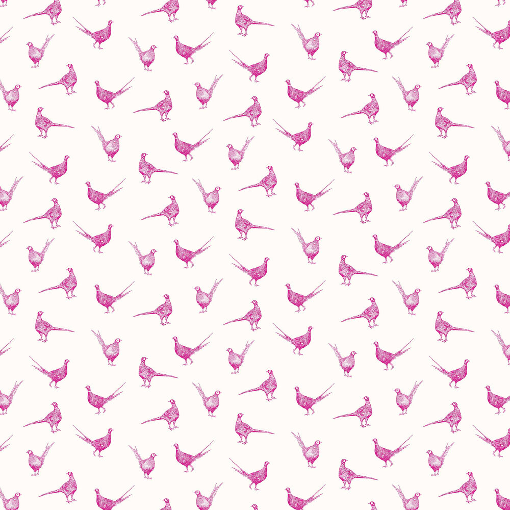 Flirty Pheasants Wallpaper - Truly Pink - by Joules