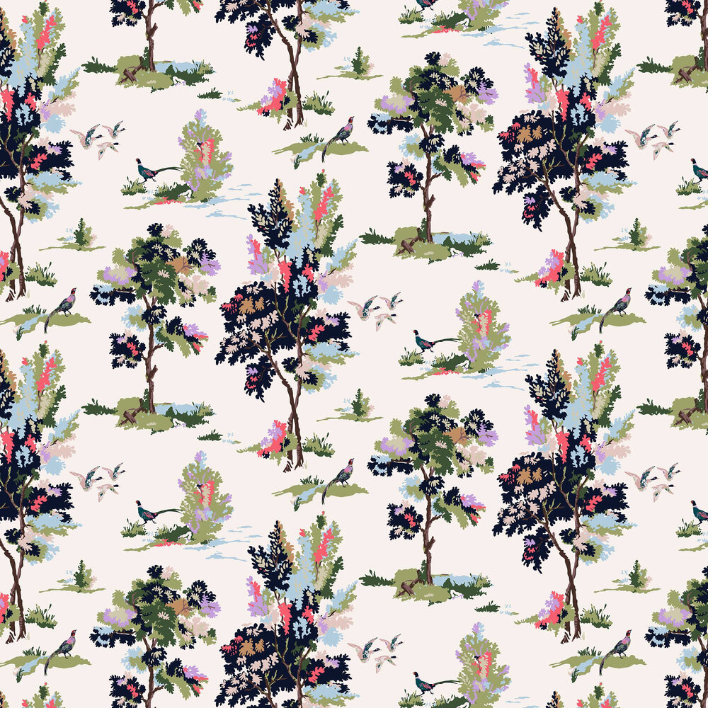 Woodland Scene Wallpaper - Dawn grey - by Joules