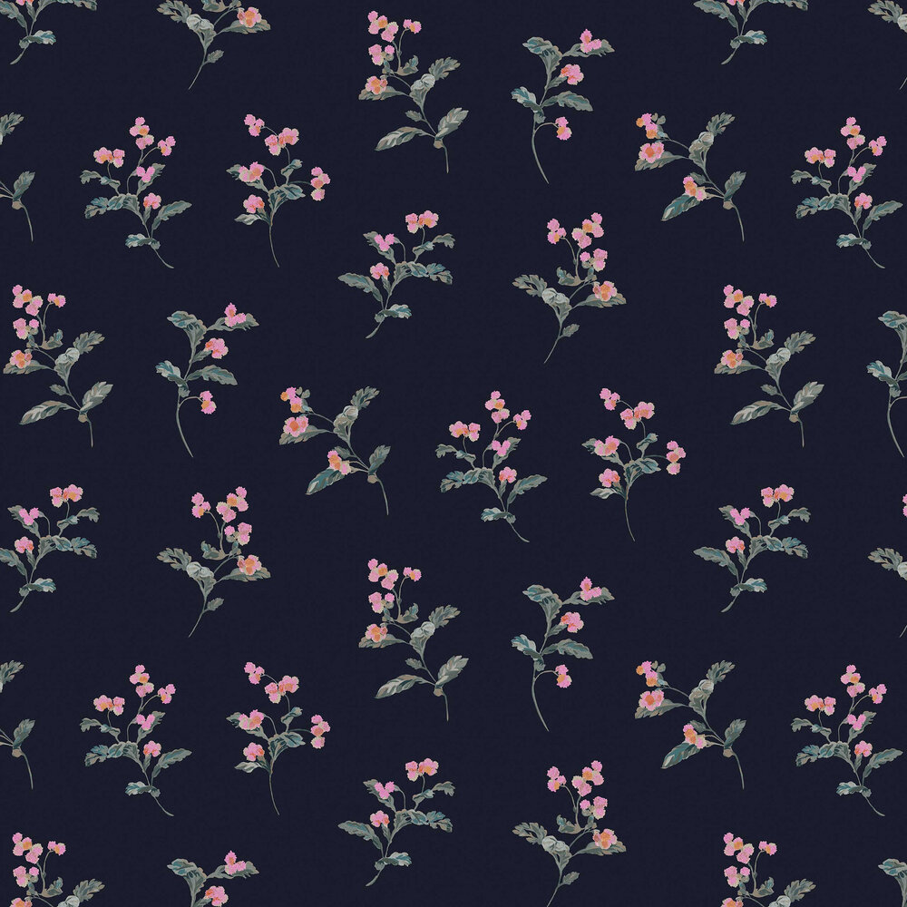 Swanton Floral Wallpaper - Midnight navy - by Joules