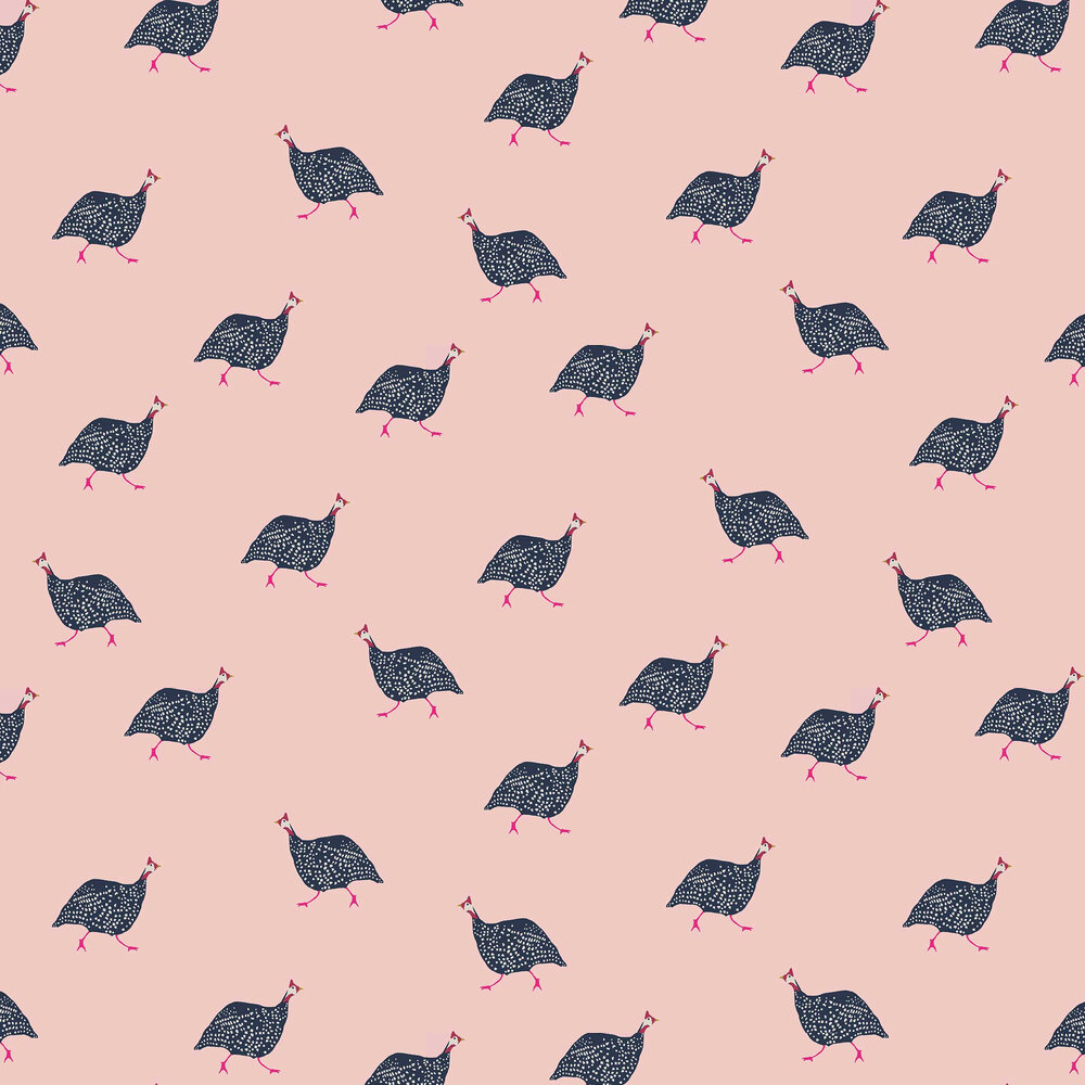 Guinea Fowl Wallpaper - Blush pink - by Joules