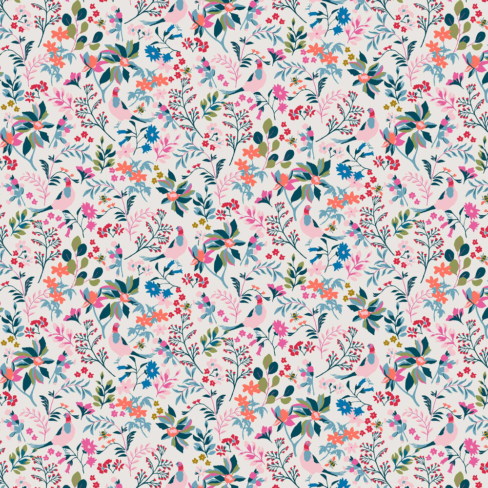 Fields Edge Floral Wallpaper - Antique Creme - by Joules
