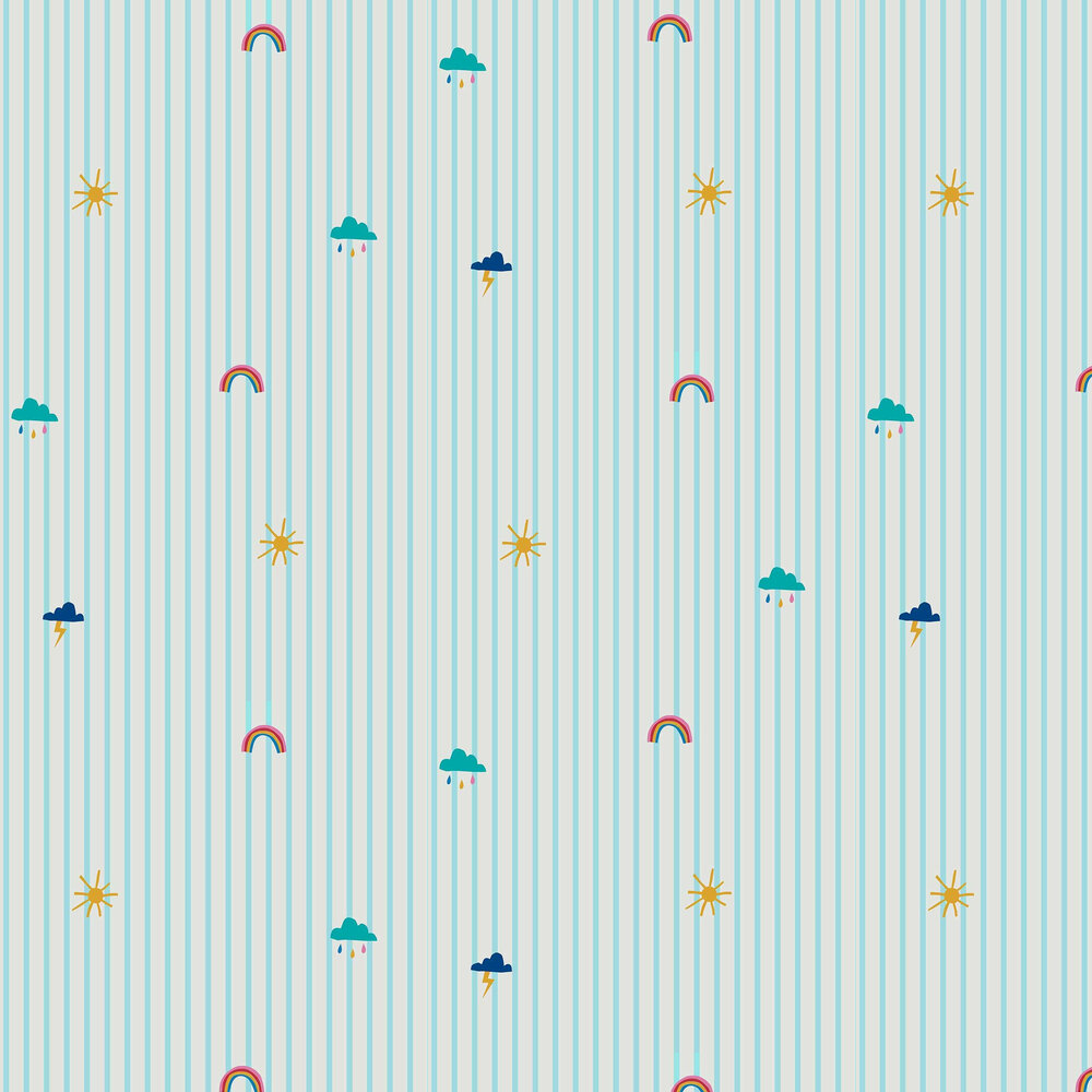 Whatever The Weather Icons Wallpaper - Haze Blue - by Joules