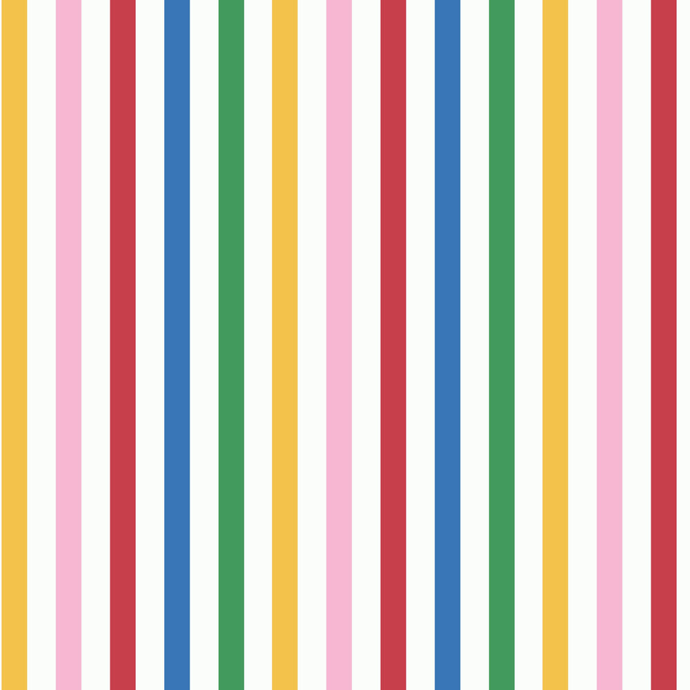Country Critters Chunky Stripe Wallpaper - White/Rainbow - by Joules