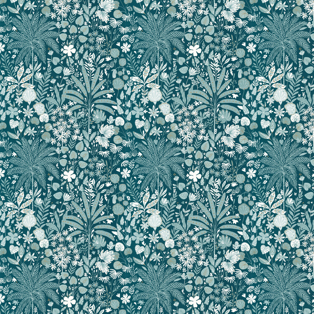 Hygge Hope Wallpaper - Teal Blue - by Caselio