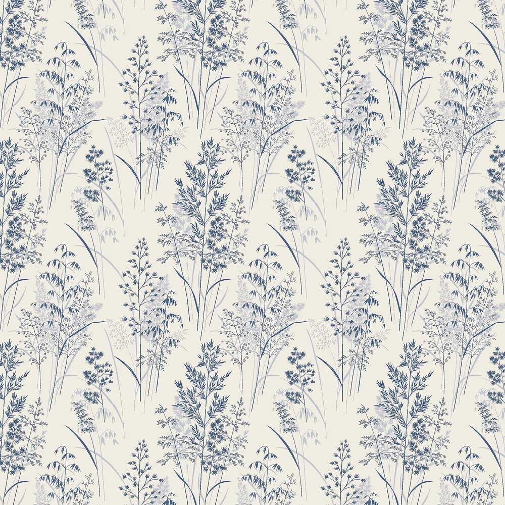 Leaf Sprigs Wallpaper - Blue - by Next