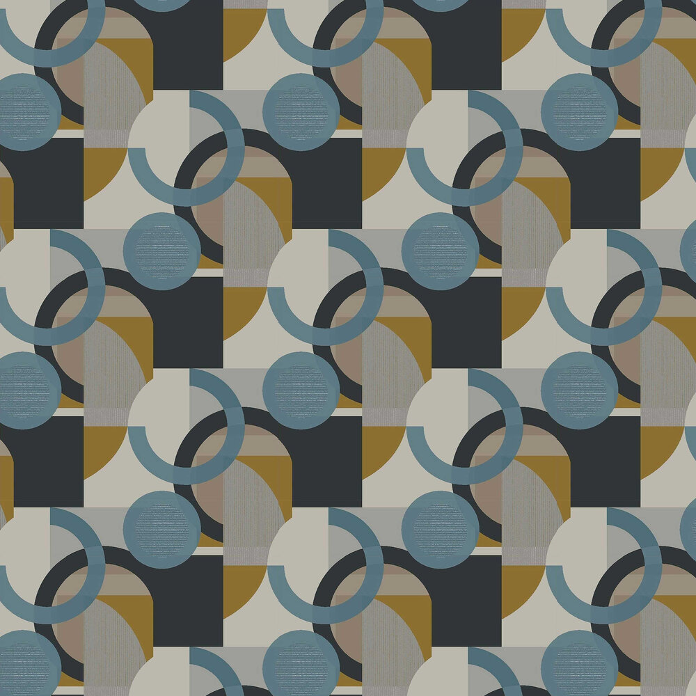 Retro Shapes Geo Wallpaper - Blue - by Next