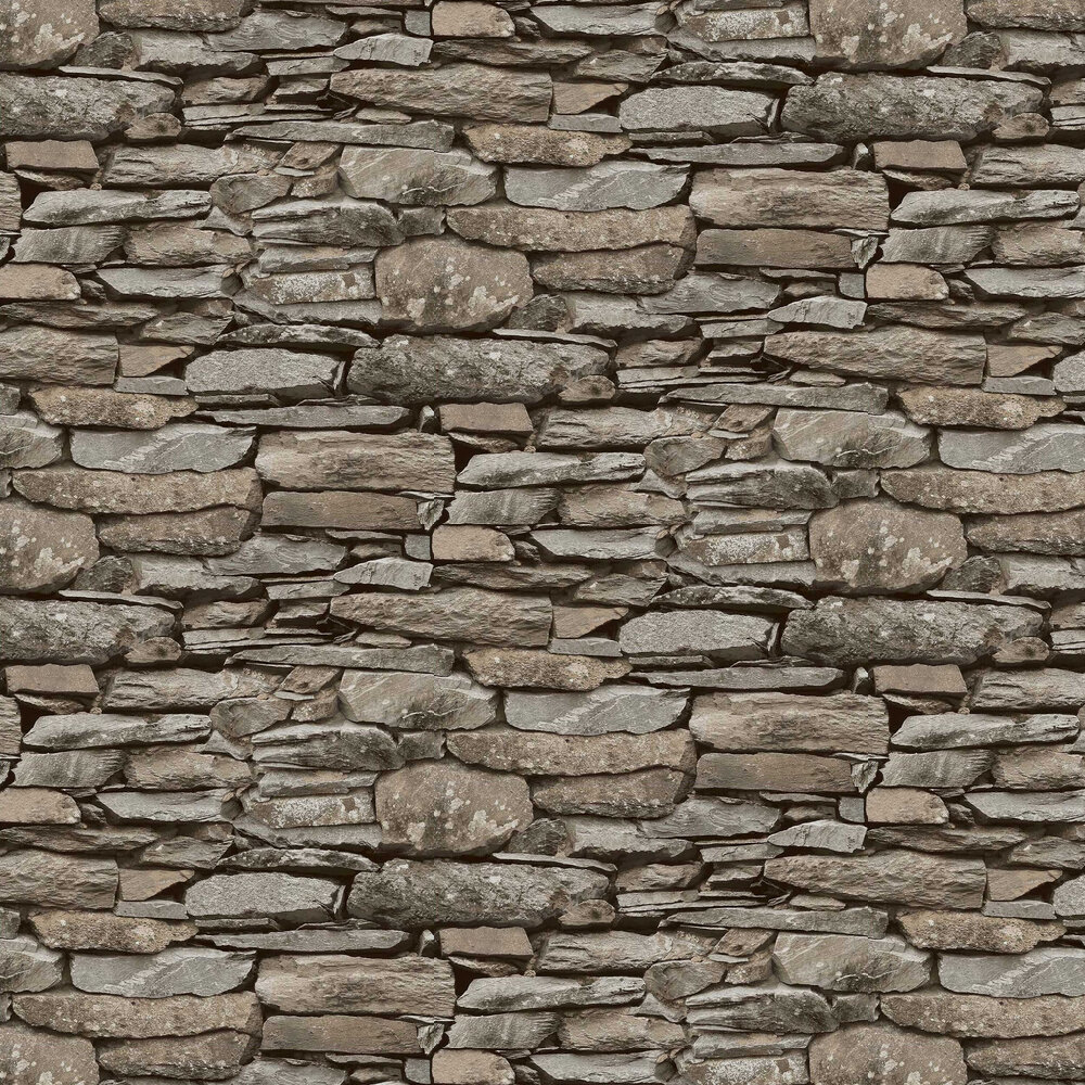 Ledgestone Wall Wallpaper - Natural - by Next