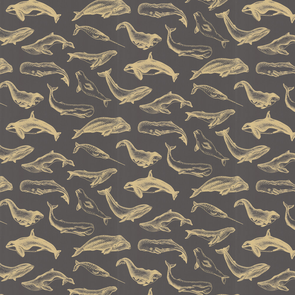 Whale Done Wallpaper - Noir Dore - by Caselio