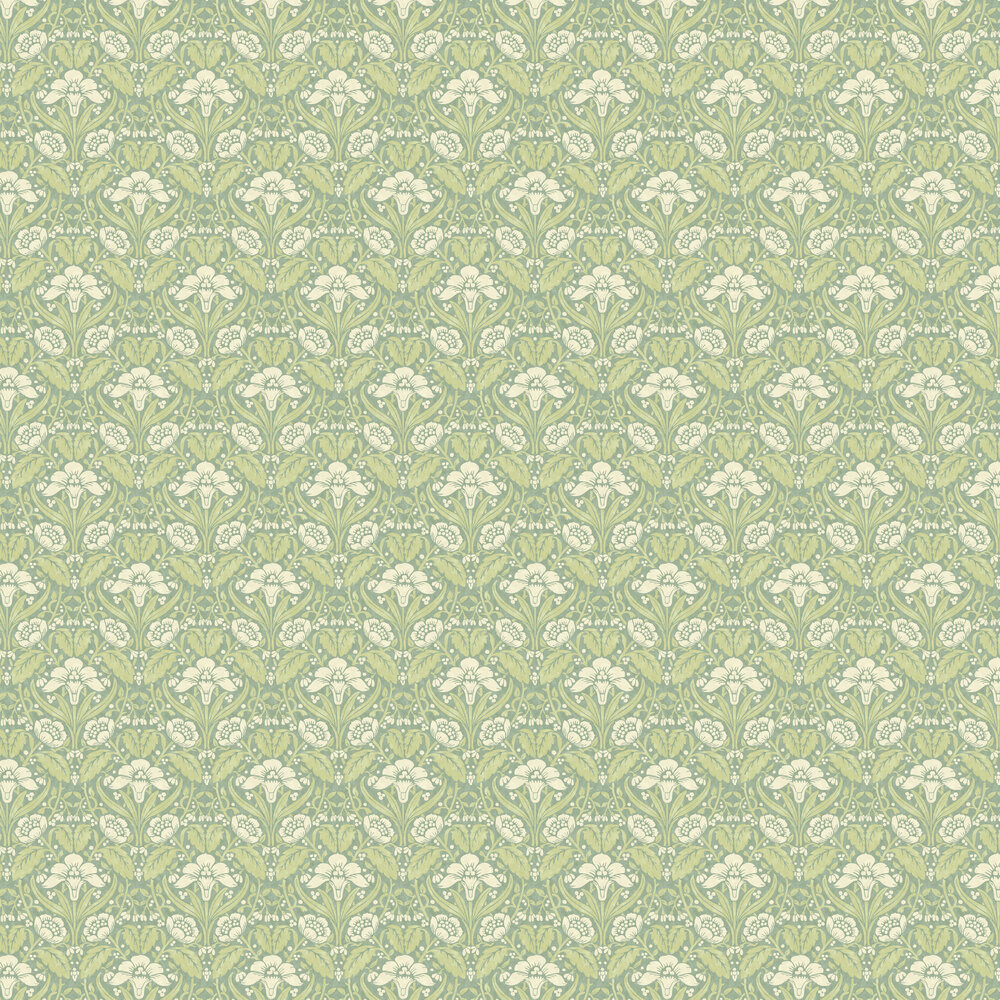 Iris Meadow Wallpaper - Aqua - by G P & J Baker