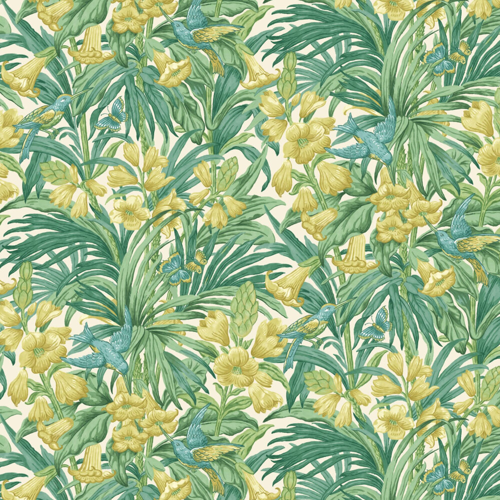 Trumpet Flowers Wallpaper - Emerald - by G P & J Baker