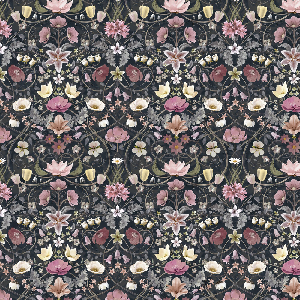 Flora Botanica Wallpaper - Noir - by Carmine Lake