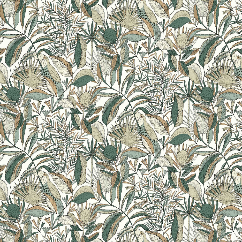 Jardin de Bel Air Wallpaper - Blanc Vert - by Caselio