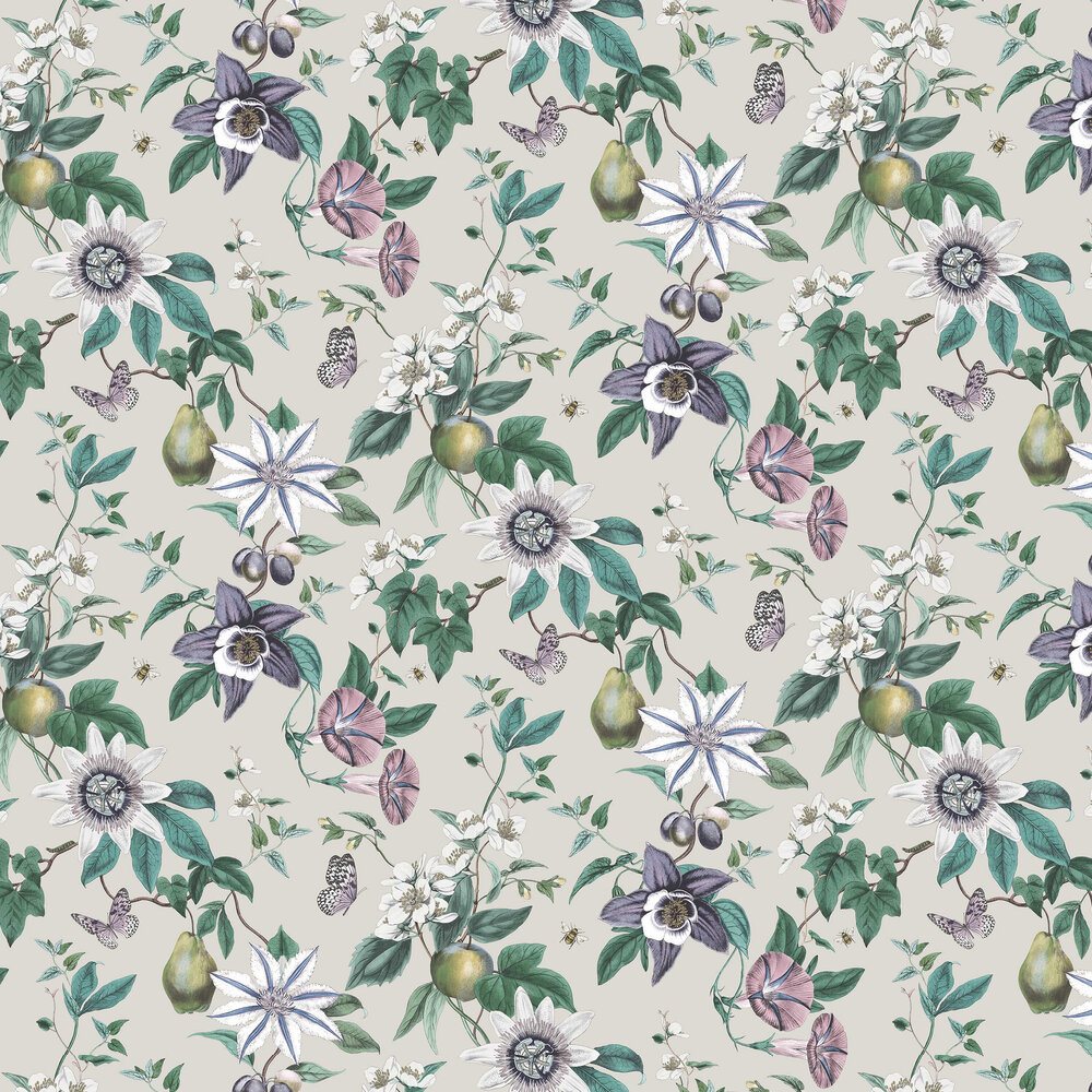 Sierra Floral Wallpaper - Silver - by Albany