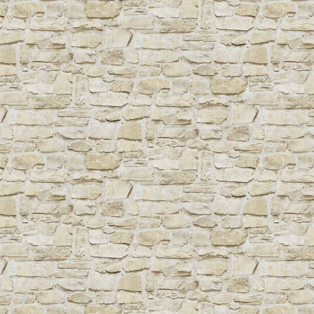 Stone Brick Wallpaper - Beige - by The Wall Cover