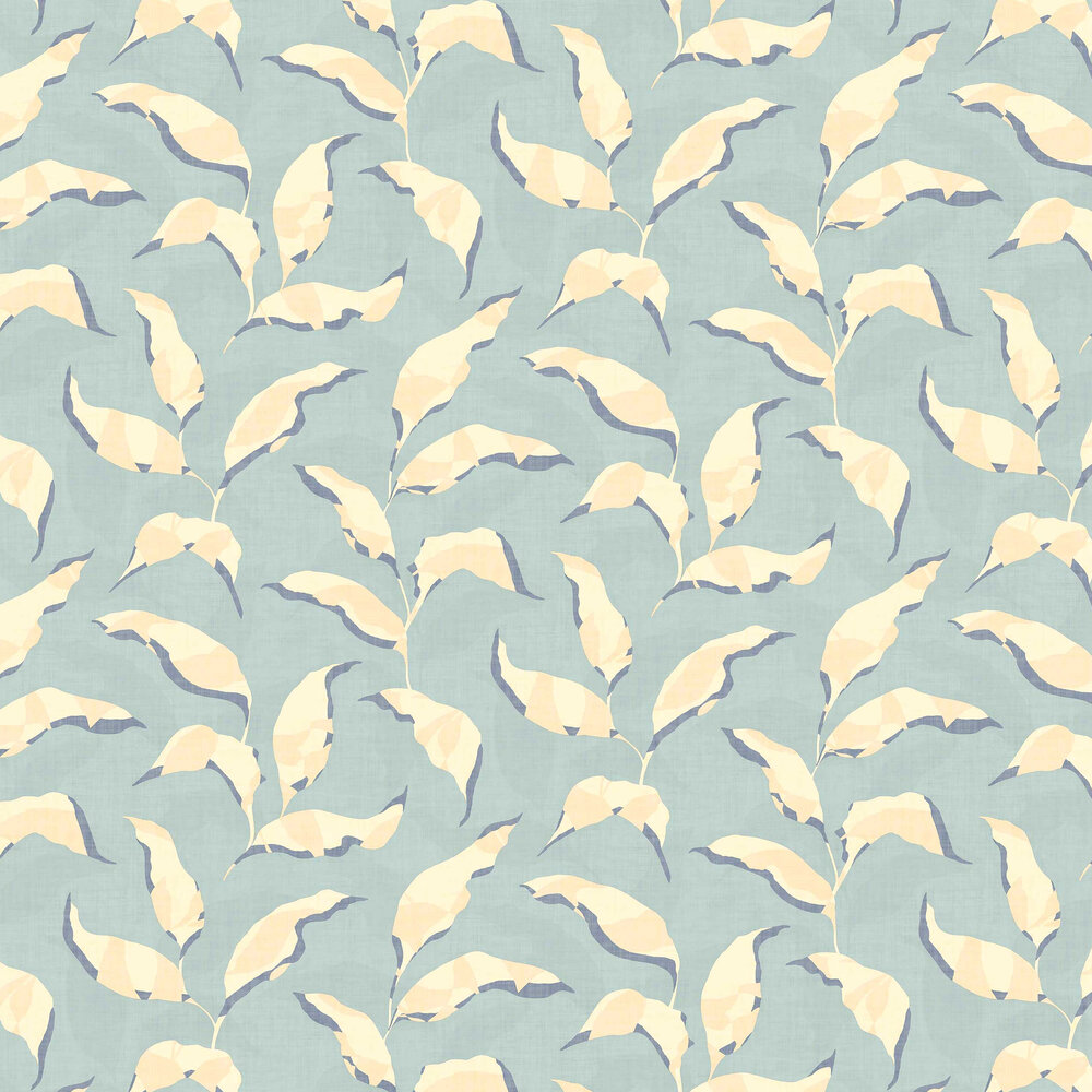 Crinkled Leaf Wallpaper - Blue - by Eijffinger