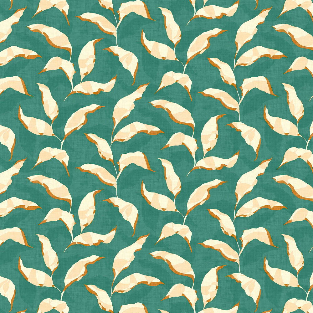 Crinkled Leaf Wallpaper - Emerald - by Eijffinger