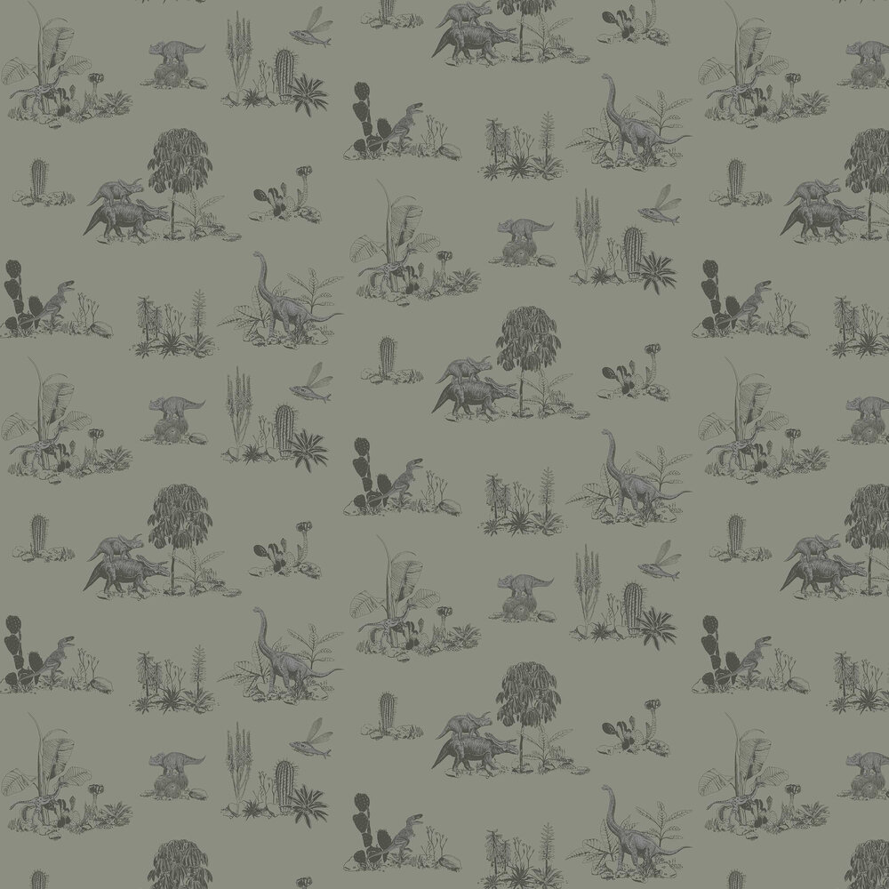 Classic Dino Wallpaper - Khaki - by Sian Zeng