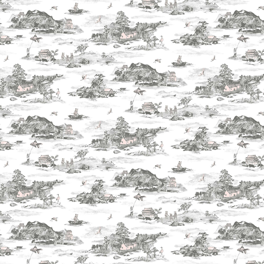 Classic Mountains Wallpaper - Grey - by Sian Zeng