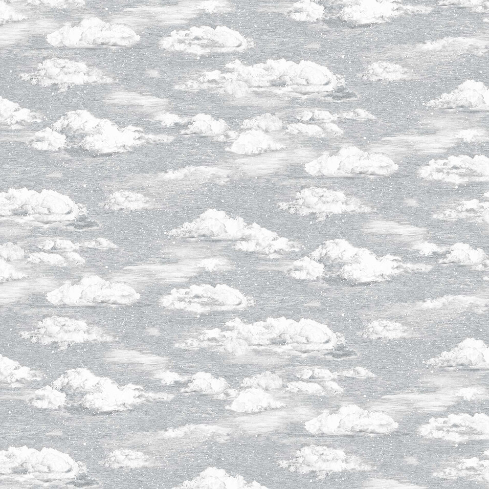 Classic Clouds Wallpaper - Light Grey - by Sian Zeng