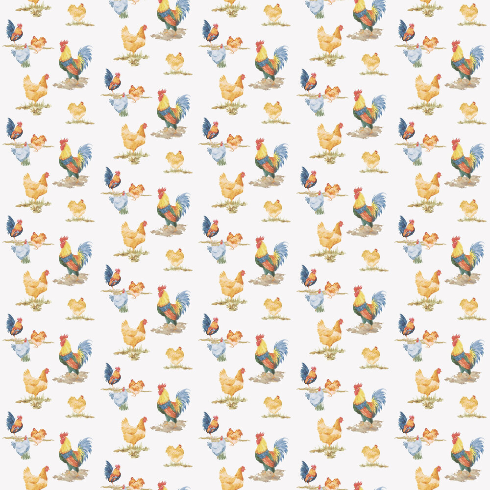 Chickens Wallpaper - Blue / Multi - by Galerie