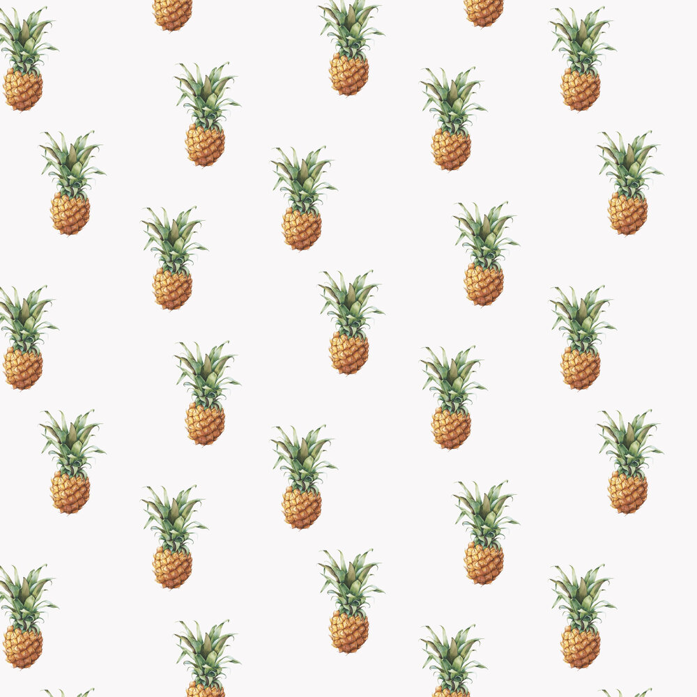 Pineapple Wallpaper - White - by Galerie