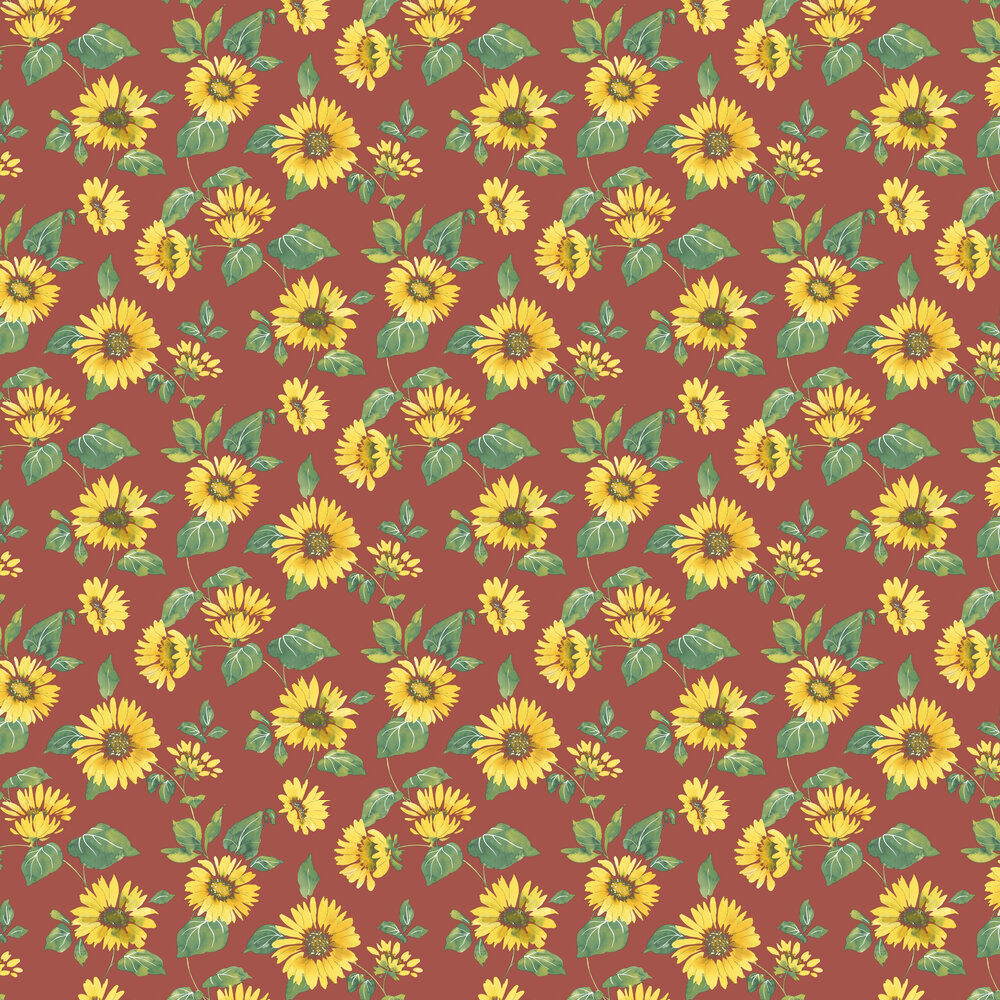 Sunflowers Wallpaper - Red - by Galerie