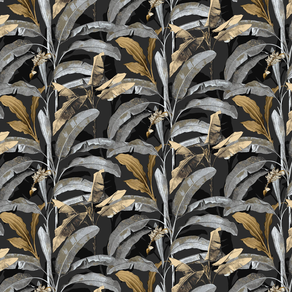 Banana Palm Wallpaper - Charcoal - by Galerie