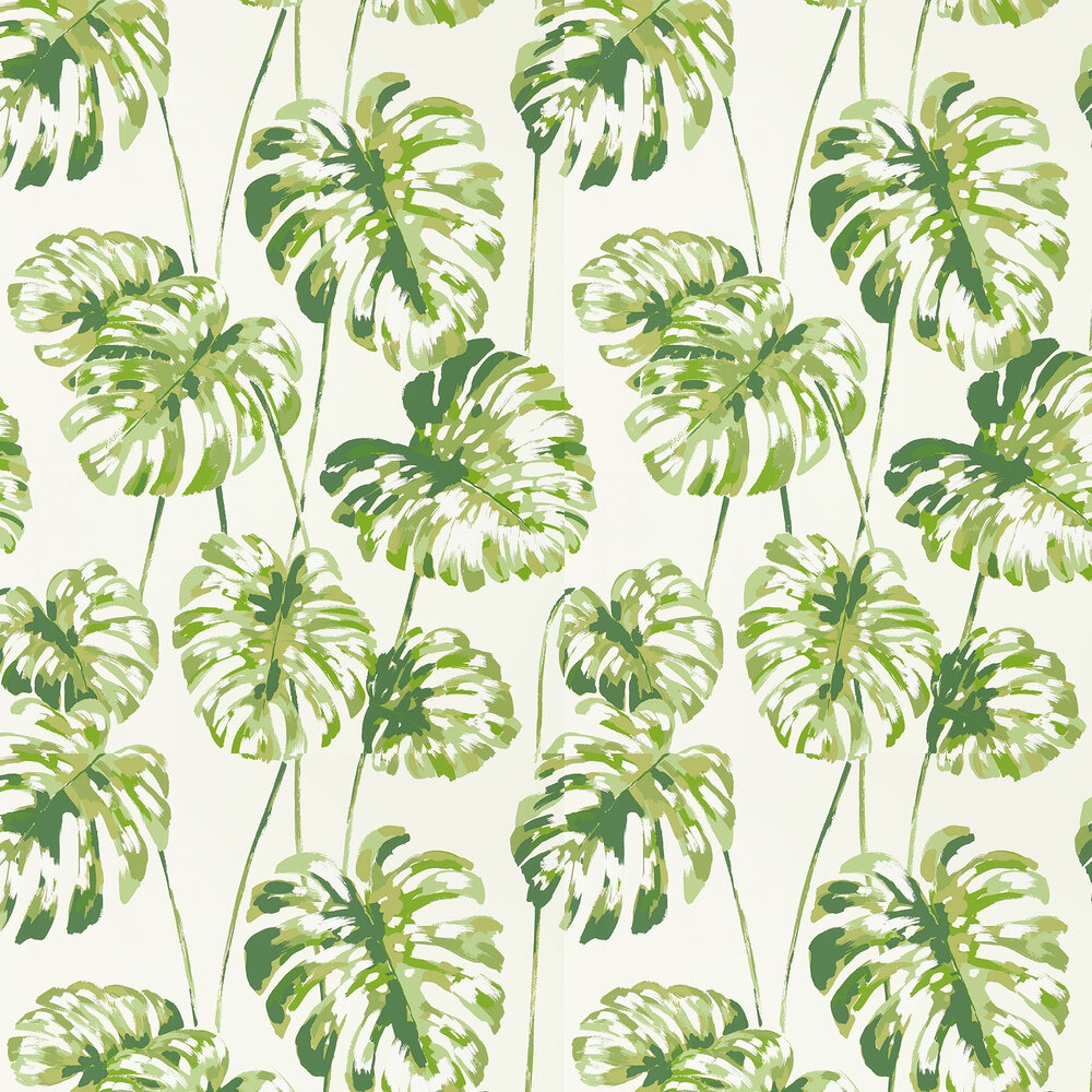 Kelapa  Wallpaper - Chalk/Palm/Emerald - by Harlequin
