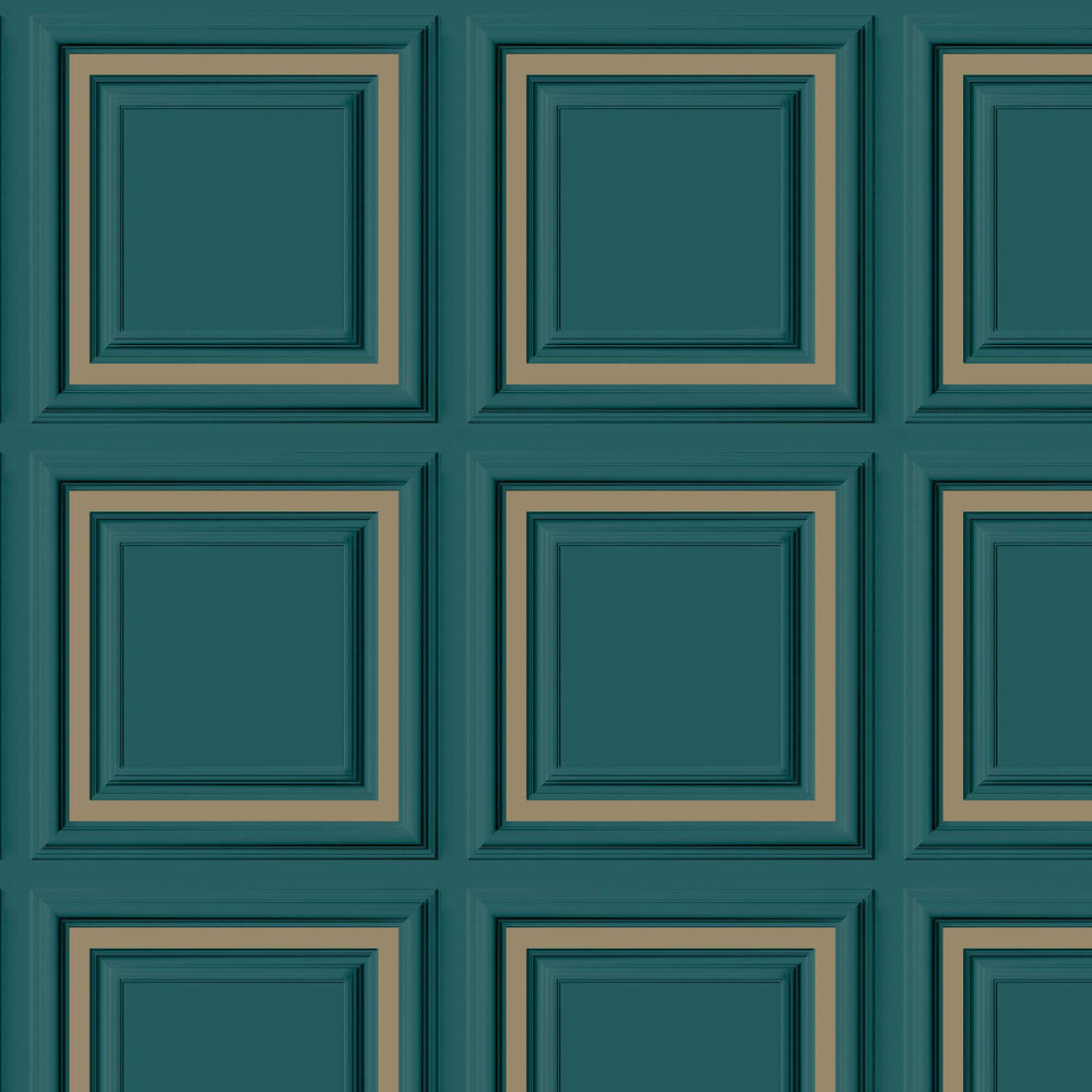 Stately Panel Wallpaper - Emerald Green - by Arthouse