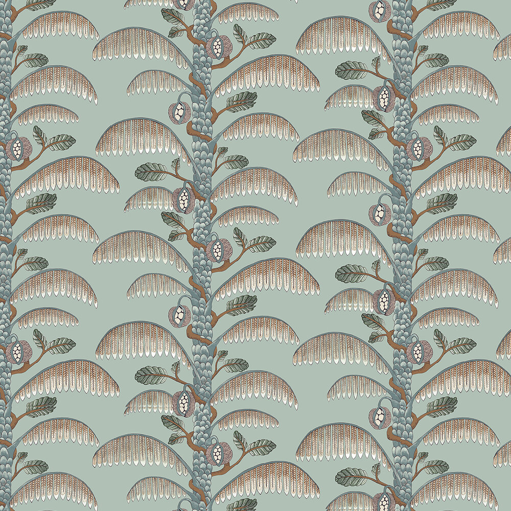 Palm Stripe Wallpaper - Radmoor Blue - by Josephine Munsey