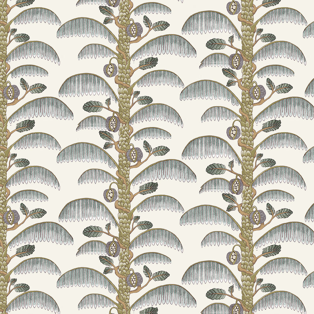 Palm Stripe Wallpaper - Clarke White - by Josephine Munsey