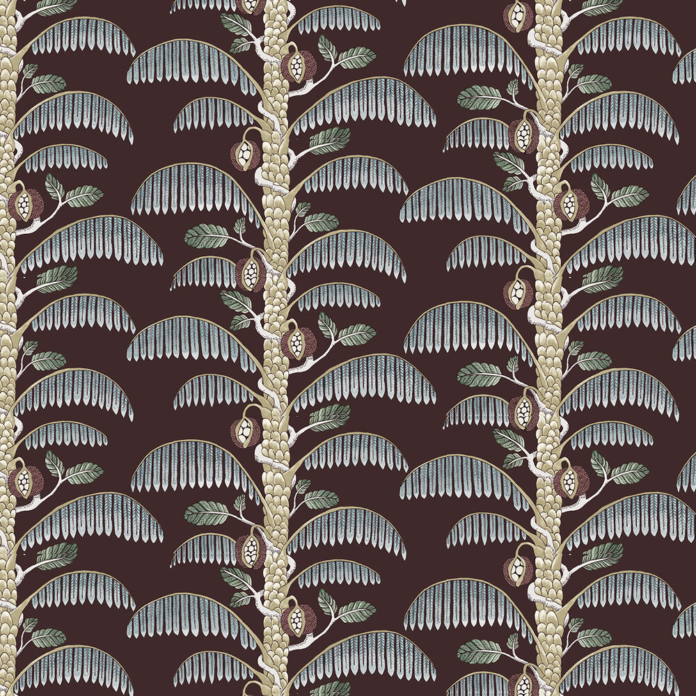 Palm Stripe Wallpaper - Spicer Brown - by Josephine Munsey