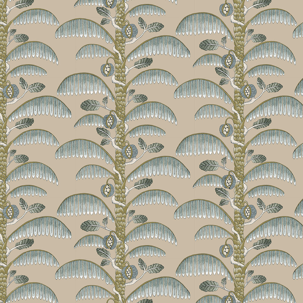 Palm Stripe Wallpaper - Edge Sand - by Josephine Munsey