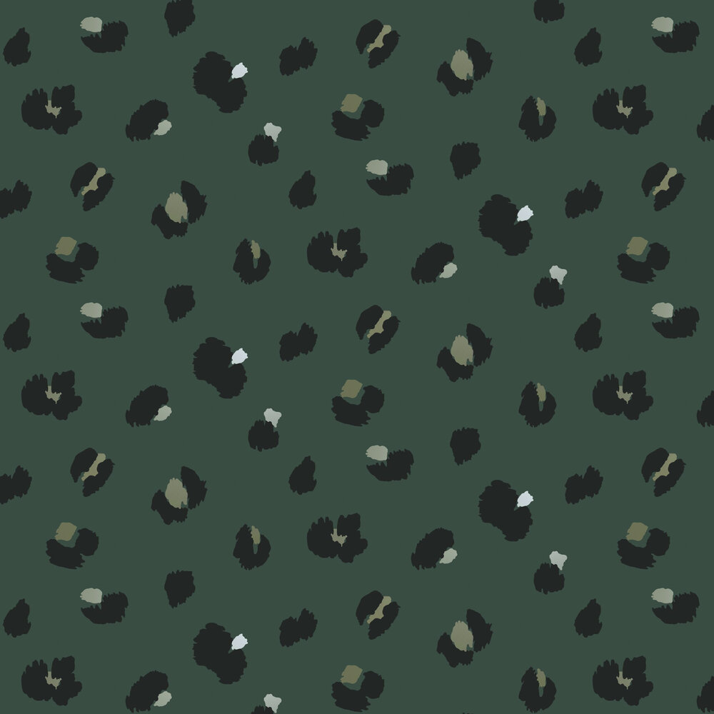 Large Leopard Spot Wallpaper - Green Shiny - by Albany