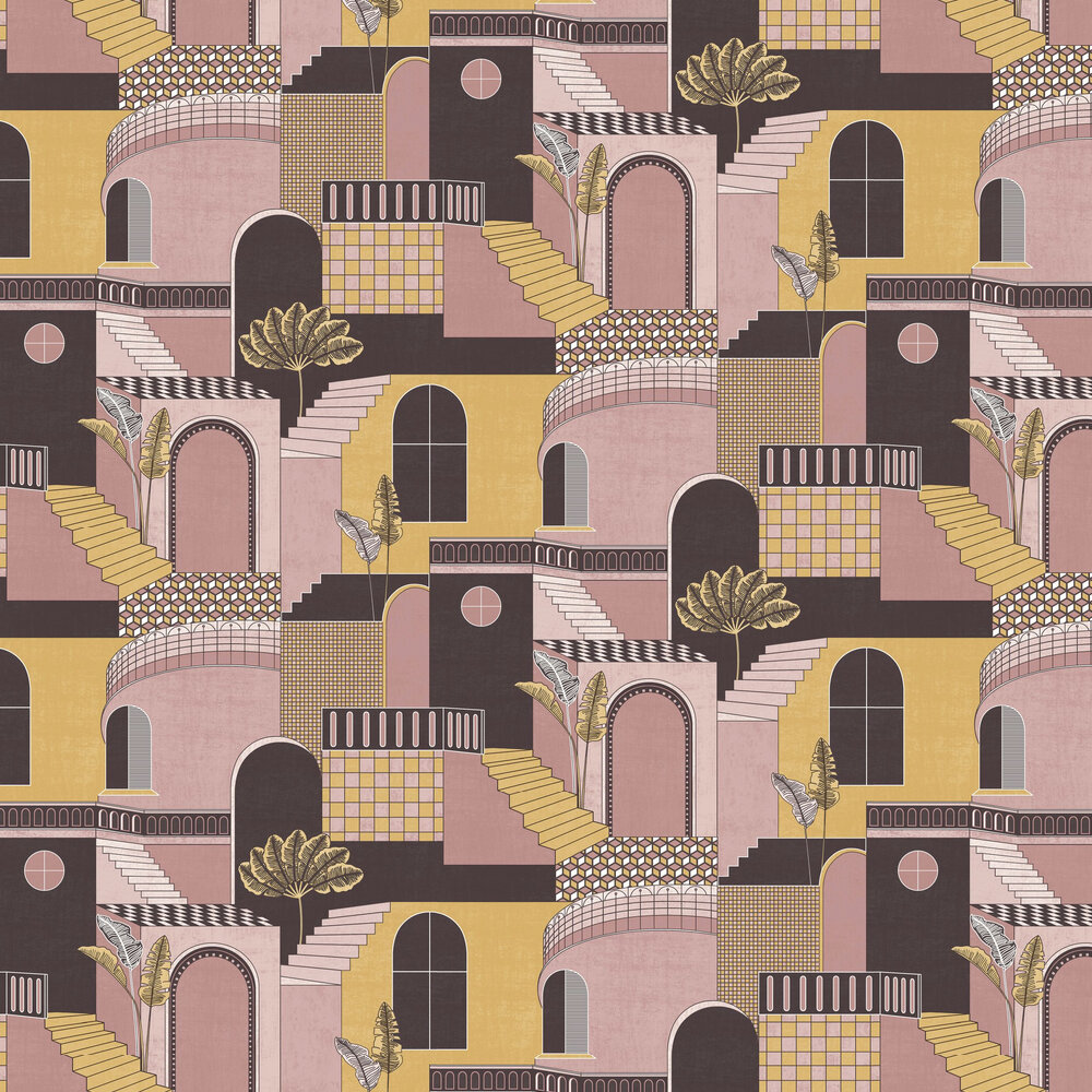 Medina Wallpaper - Pink / Yellow - by Albany