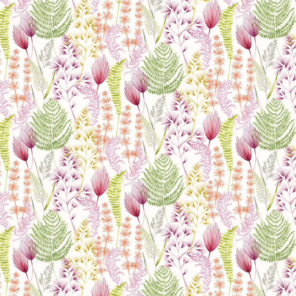 Summer Ferns Wallpaper - Coral Pink - by Ohpopsi