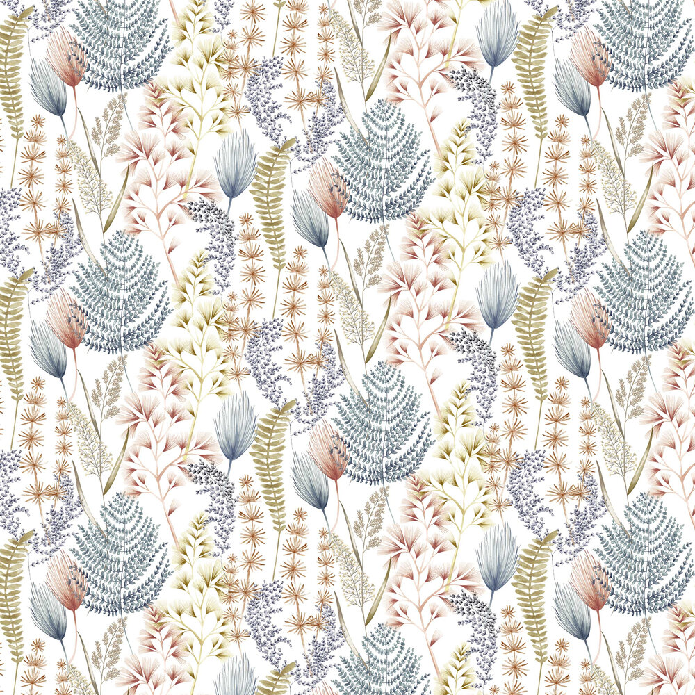 Summer Ferns Wallpaper - Denim - by Ohpopsi