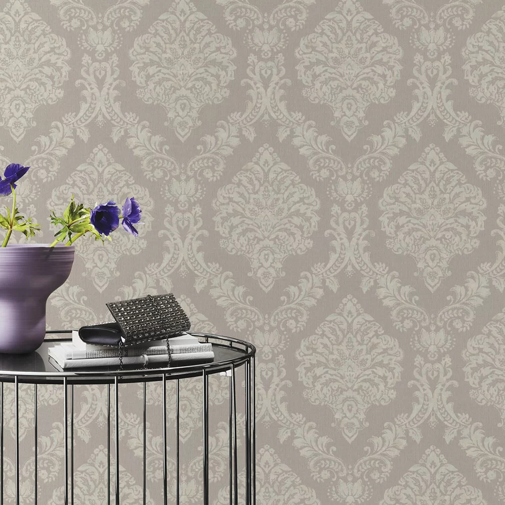 Imperial Damask by Albany - Light Grey - Wallpaper : Wallpaper Direct